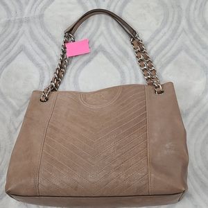 Tory Burch taupe shoulder bag